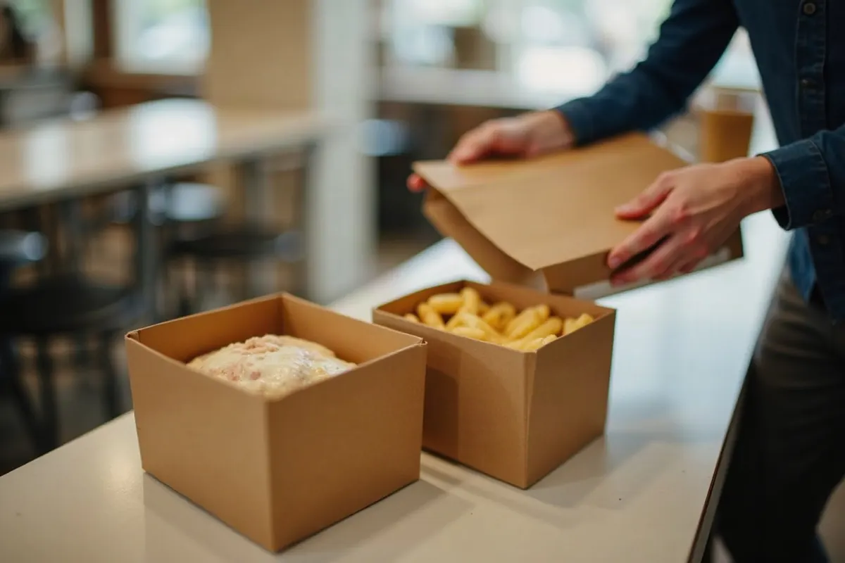 Take-away-Boxen und Papiertasche zur Abholung: Bestellsystem für Take-away mit Vorbestellung