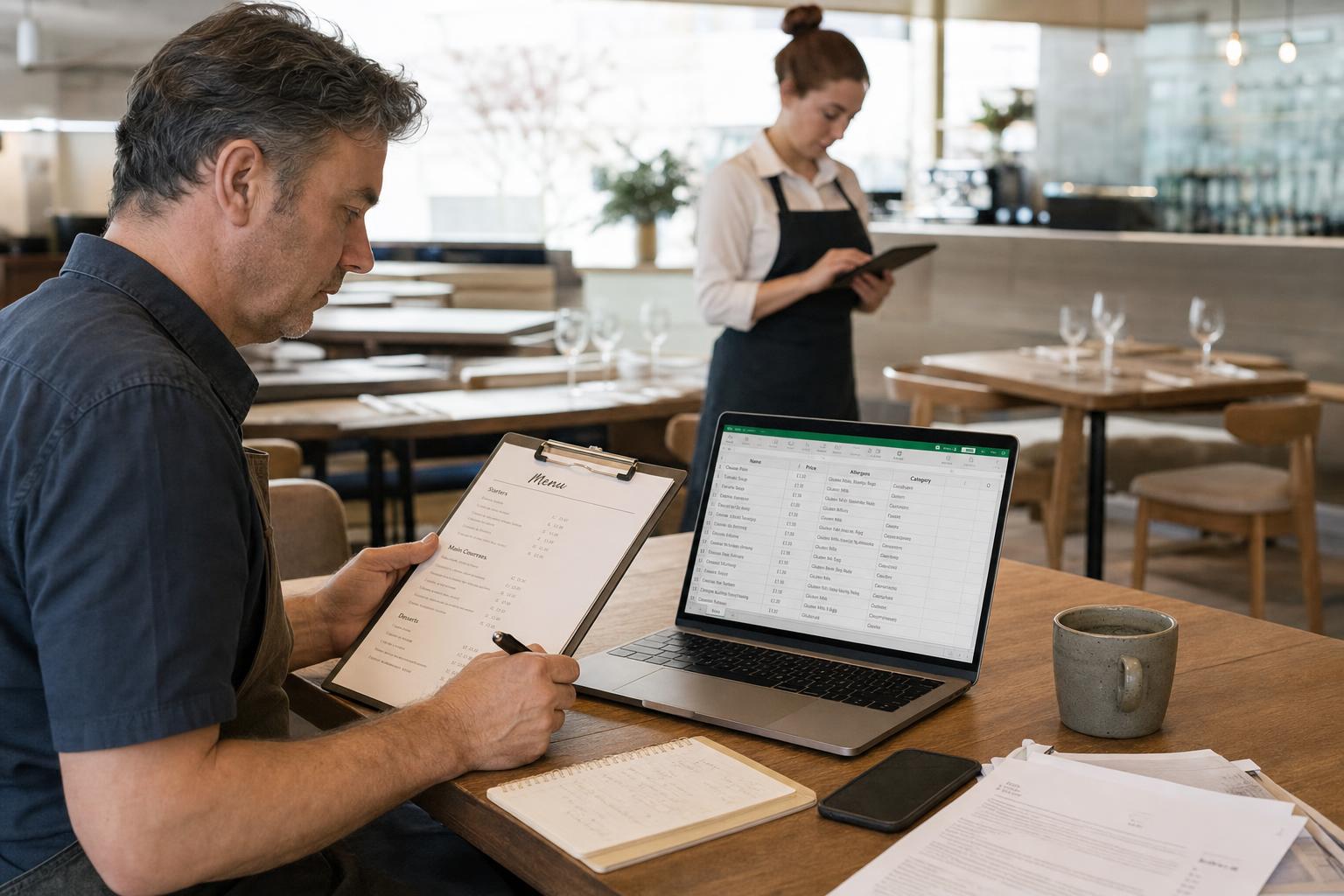 Gastronom strukturiert Speisekarteninhalte vor der Digitalisierung